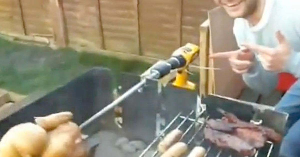 Video BBQ rotisserie powered by a drill is about as DIY as you can get